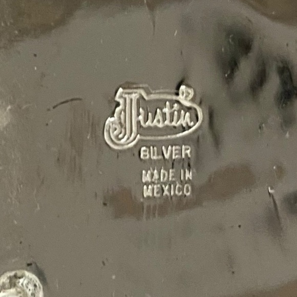 Vintage Justin Western Floral Silver Oval cowgirl Belt Buckle main image 4